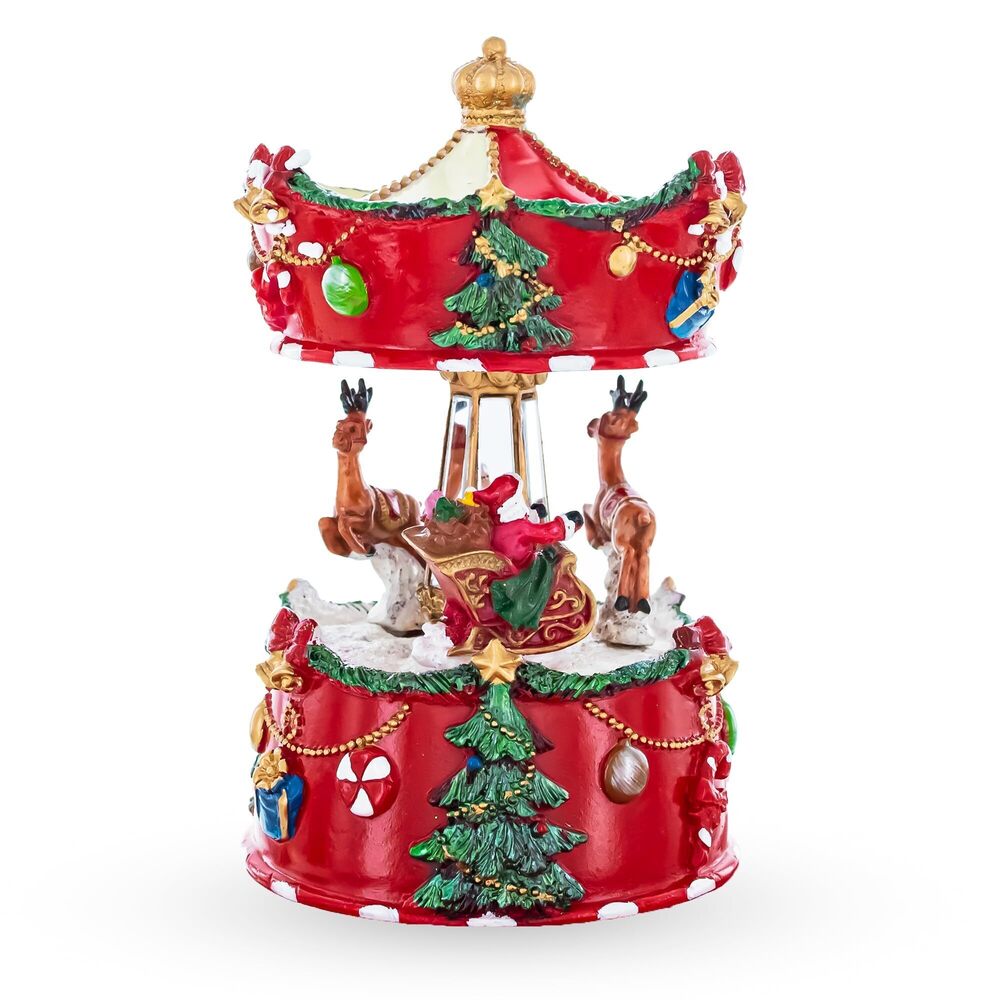 2059 Santa's Merry Carousel Ride Spinning Musical Figurine